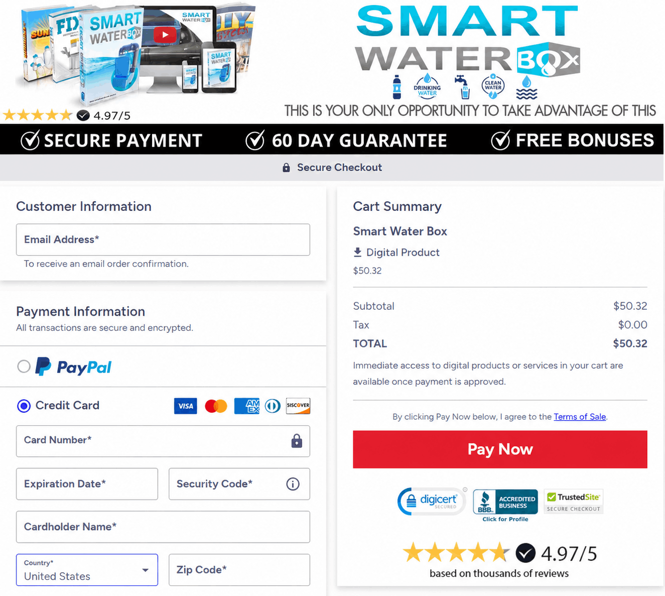 The Smart Water BoxCheckout Page
